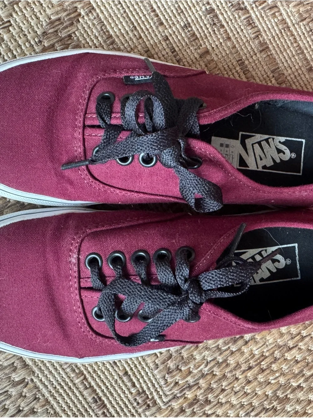 Vans Burgundy Canvas Low-Top Sneakers with Black Accents